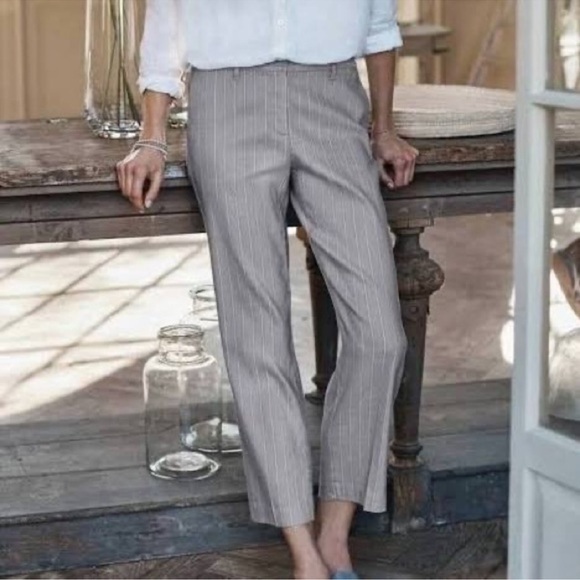 J. Jill Pants - NWOT‎ J. Jill Linen Stretch Cropped Trouser Pants Gray Size 14P Career Office